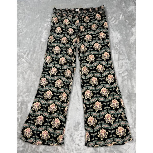 O'Neill Pants - ONeill Womens Large Johnny Floral Beach Wide Leg Pants Smocked Waist Boho